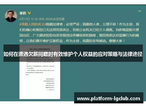 如何在遭遇欠薪问题时有效维护个人权益的应对策略与法律途径