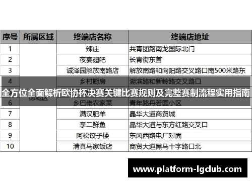 全方位全面解析欧协杯决赛关键比赛规则及完整赛制流程实用指南 全方位全面解析欧协杯决赛关键比赛规则及完整赛制流程实用指南