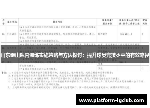 山东泰山队内训练实施策略与方法探讨:提升球员竞技水平的有效路径 山东泰山队内训练实施策略与方法探讨:提升球员竞技水平的有效路径